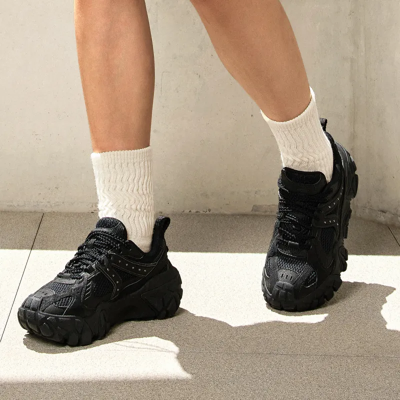LiNing Dunes Cushioning Anti Slip Wear Resistant Breathable Height Increasing Low Top Casual Shoes Women's Black-6