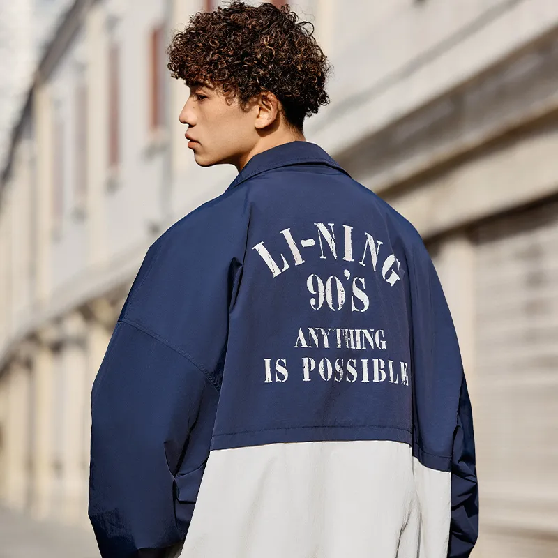 LiNing Lotus Leaf Trench Coat Unisex Dark Ship Blue-5