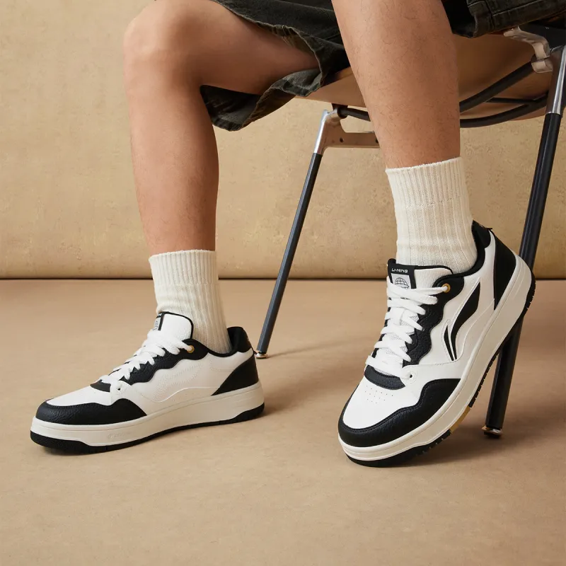LiNing Tianji Soft Slip Resistant Cushioning Abrasion Resistant Low Top Skateboard Shoes Men's White Black-7