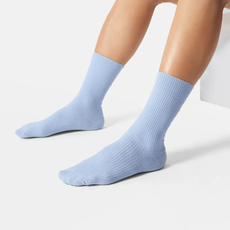 LiNing Sports Life Collection Mid Calf Socks Unisex 1 Pack Cloud Blue Standard White-4