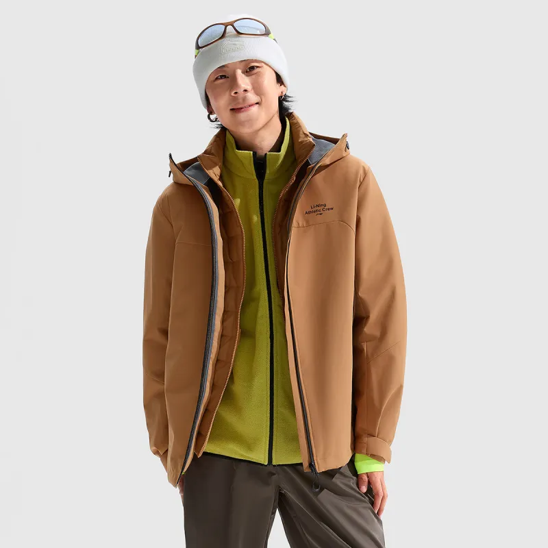 LiNing Variety Training Collection Windproof And Waterproof Abrasion Resistant Windbreaker Jacket Men Amber Brown-3