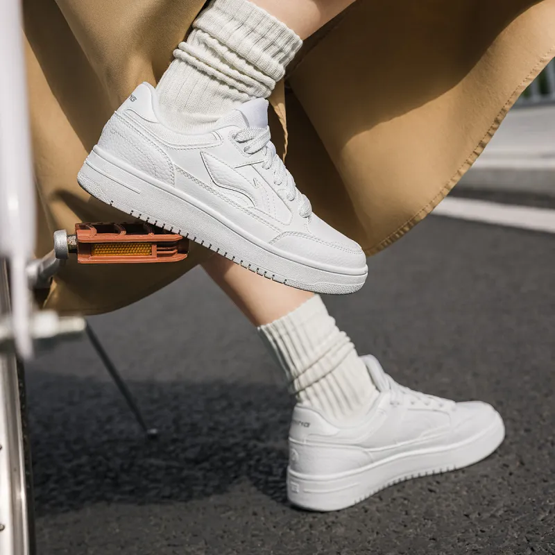 LiNing Tianji Anti Slip And Wear Resistant Height Increasing Low Top Skateboard Shoes Women's Standard White-8