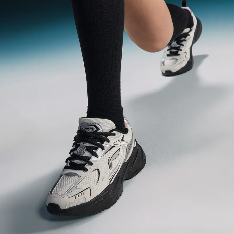 LiNing Meteor 2K Cushioning, Slip Resistant, And Abrasion Resistant Low Top Casual Running Shoes Women's Black White-7