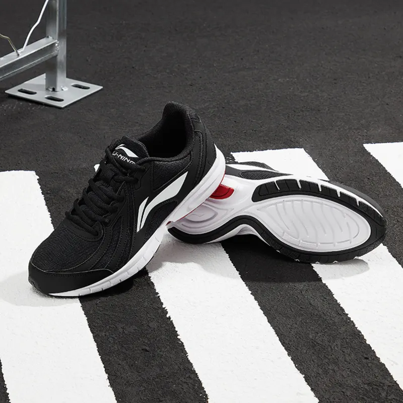 LiNing Running Collection Slip Resistant Low Top Casual Running Shoes Men's Black White-5