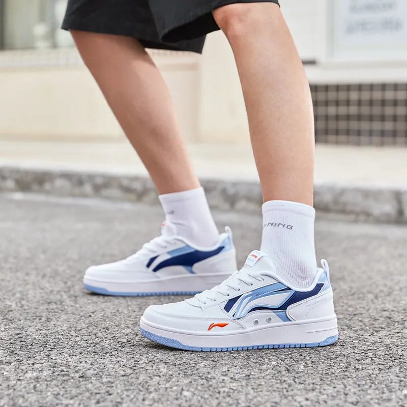 LiNing Haichuan Slip Resistant Cushioning Abrasion Resistant Lightweight Low Top Skateboard Shoes Men's White Blue-7