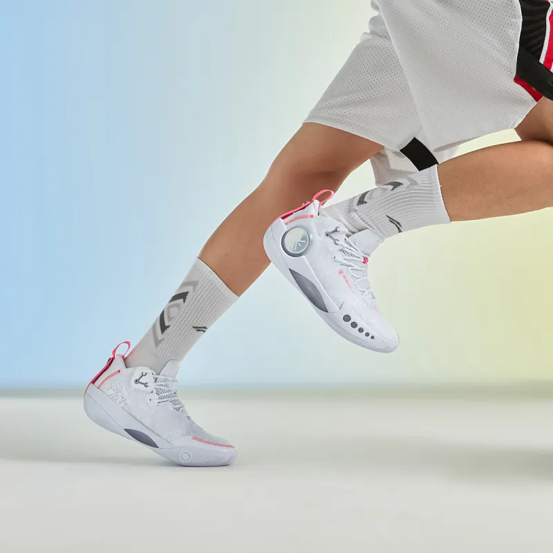 LiNing Shadow 3 Cushioned Slip Resistant Abrasion Resistant Mid Top Basketball Shoes Men's Standard White-9