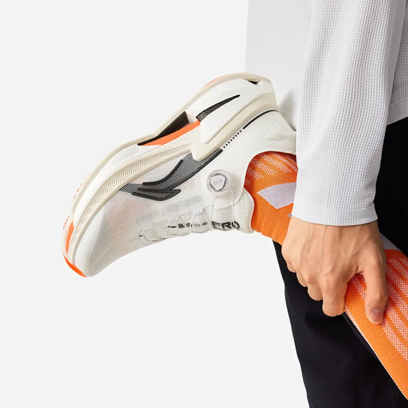 LiNing Cushioning Anti Slip And Wear Resistant Low Top Running Shoes Men's White Black Orange-5