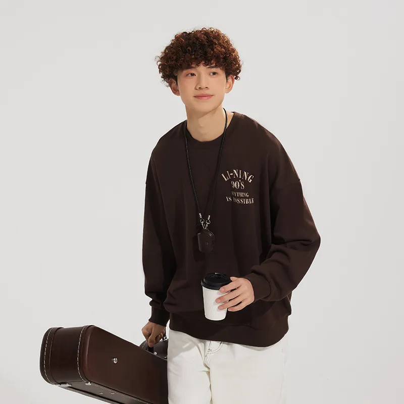 LiNing Weekend Youth Sweatshirt Unisex Charcoal Brown-2