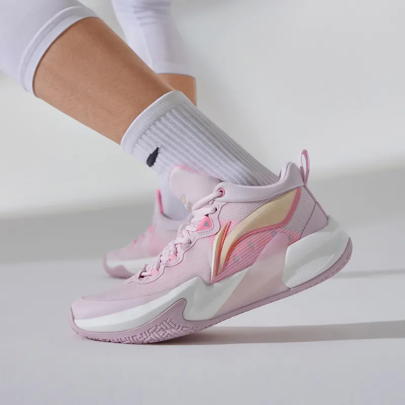 LiNing Speed Shock Absorbers With Slip Resistant And Abrasion Resistant Properties Low Top Basketball Shoes Men's Pink-8
