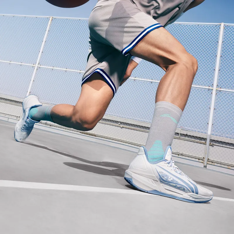 LINING Light Speed 3 Basketball Shoes Men Low Top White Blue-5