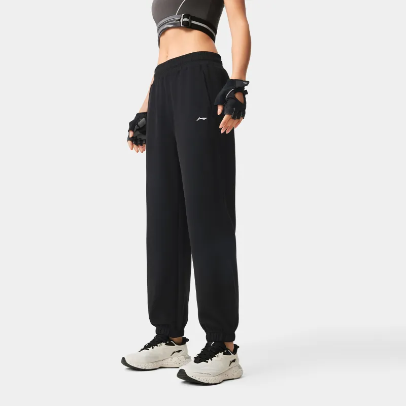 LiNing Fitness Series Knitted Sports Pants Women's Black-3