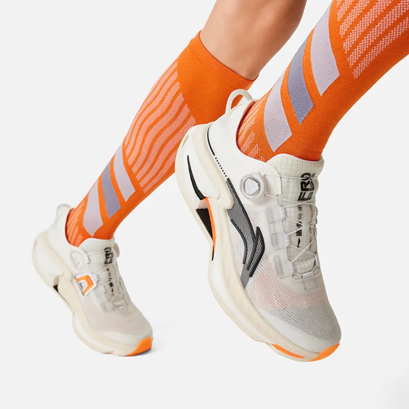 LiNing Cushioning Anti Slip And Wear Resistant Low Top Running Shoes Men's White Black Orange-4