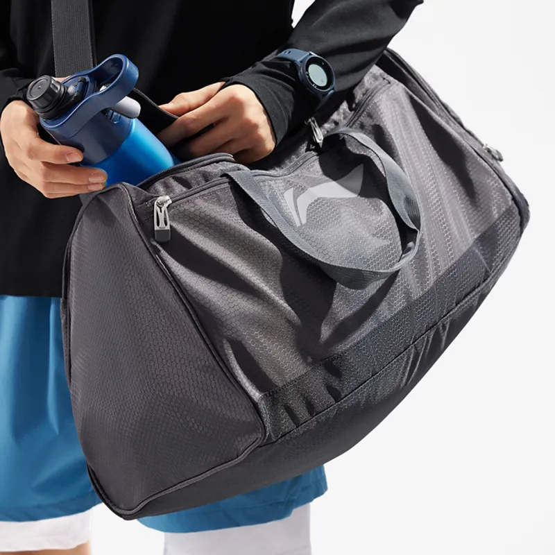 LiNing Fitness Series Polyester Crossbody Bag, Shoulder Bag, Gym Bag Tubas Unisex Black & Gray-3