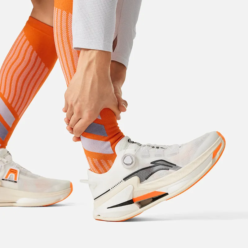 LiNing Cushioning Anti Slip And Wear Resistant Low Top Running Shoes Men's White Black Orange-7