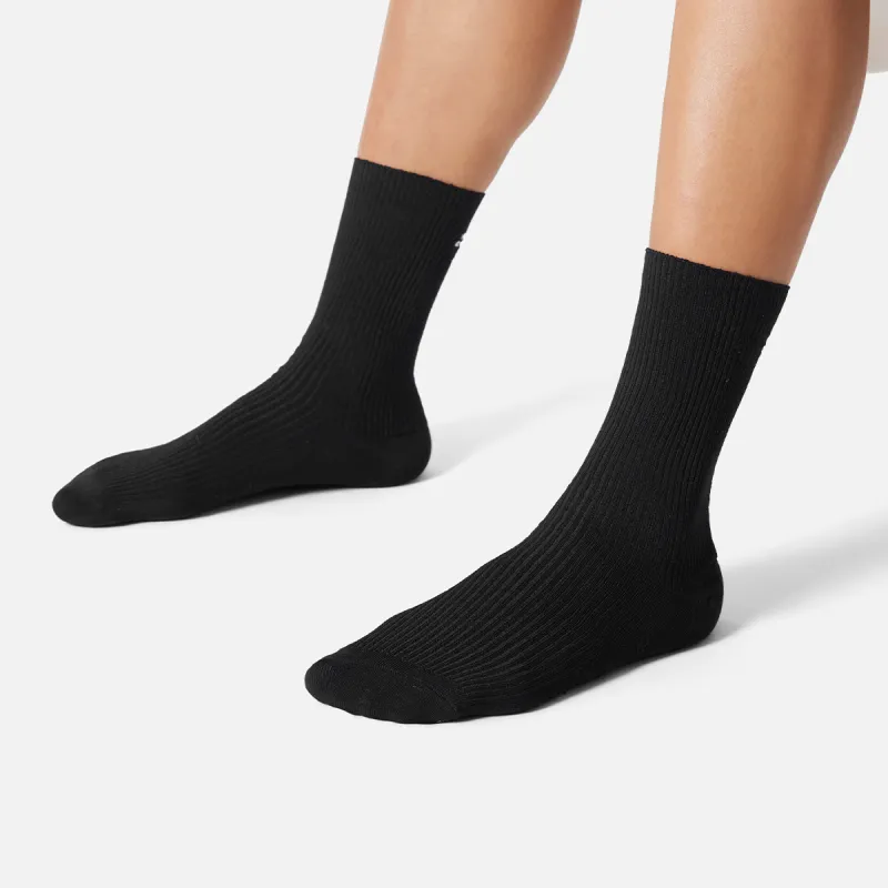 LiNing Sports Life Collection Mid Calf Socks Unisex 1 Pack Black Standard White-2