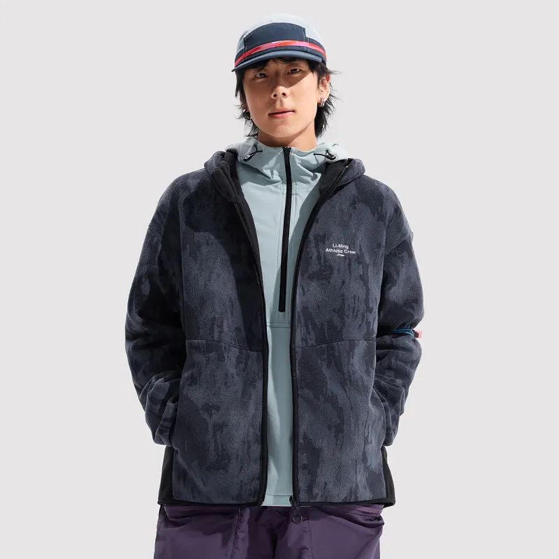 LiNing Fitness Series Jackets Coats Men's Black/Rock White Gray-5