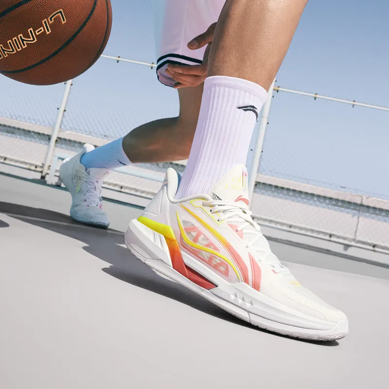 LINING Light Speed 3 Basketball Shoes Men Low Top White Pink-5