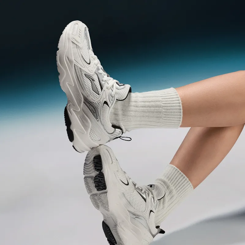 LiNing Meteor 2K Cushioning, Slip Resistant, And Abrasion Resistant Low Top Running Shoes Women's White Silver-6
