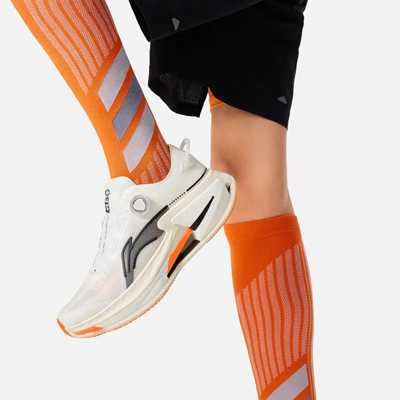 LiNing Cushioning Anti Slip And Wear Resistant Low Top Running Shoes Men's White Black Orange-6