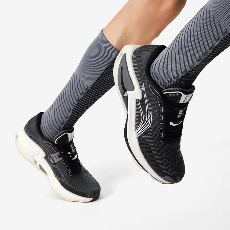 LiNing Cushioning Anti Slip Wear Resistant Breathability Low Top Running Shoes Men's Black White-7