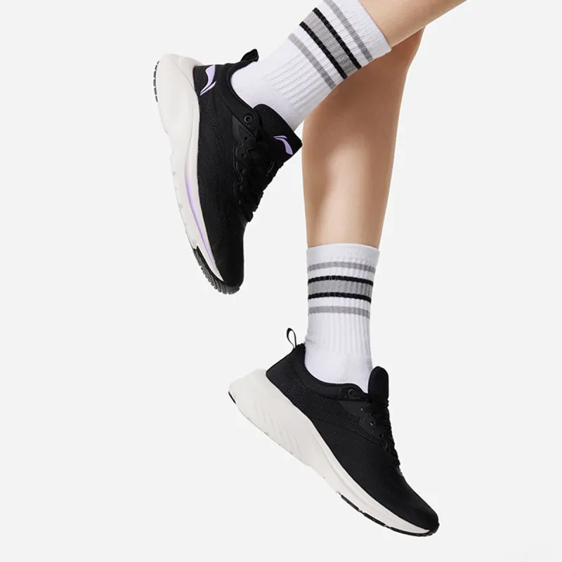 LiNing YunQue Anti Slip Wear Resistant Low Top Casual Running Shoes Women's Black Purple-4