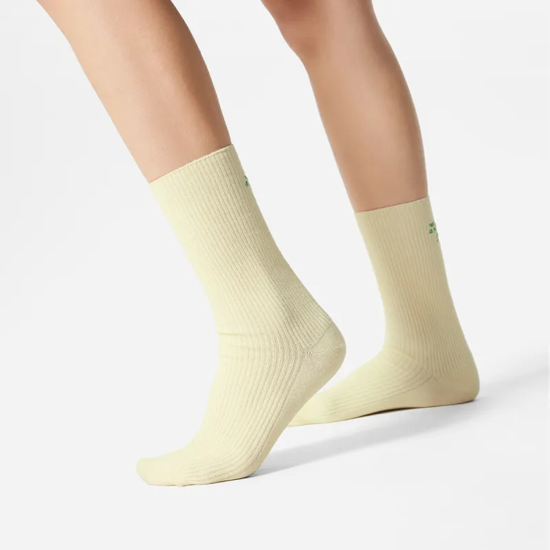 LiNing Sports Life Collection Mid Calf Socks Unisex 1 Pack Almond Yellow Lotus Leaf Green-3
