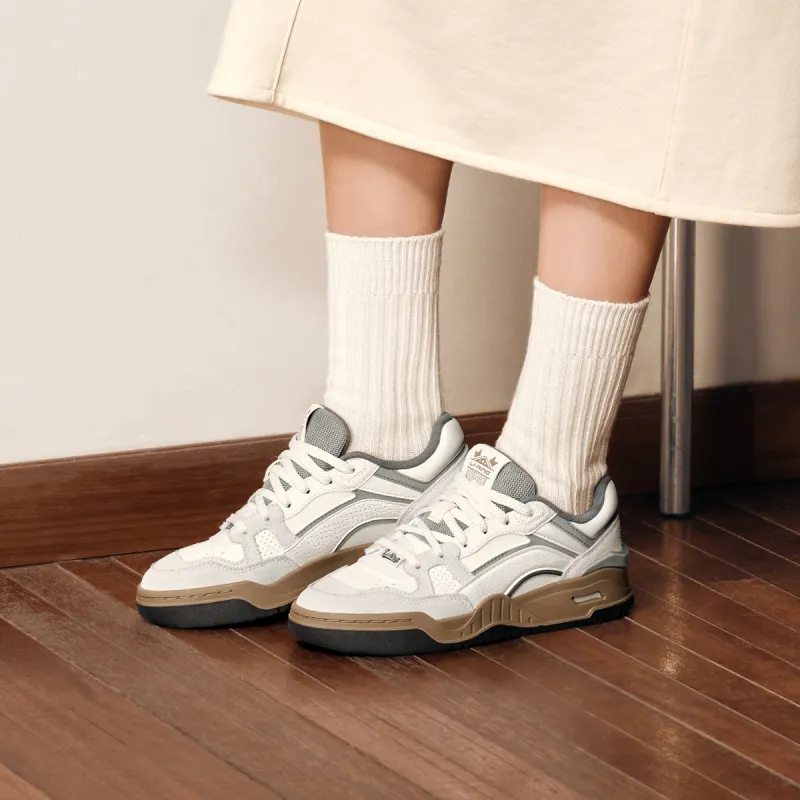 LiNing Moon White 2.0 Anti Slip And Wear Resistant Breathable Low Top Skateboard Shoes Women's Ecru-5