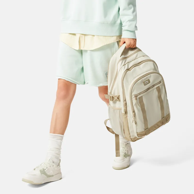 LiNing Sports Life Collection Polyamide Backpack Unisex Ecru & Light Khaki-4