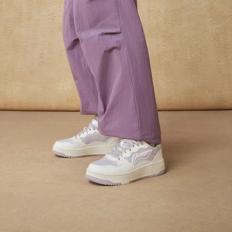 LiNing Tianji Soft Slip Resistant Cushioning Abrasion Resistant Low Top Skateboard Shoes Women's White Purple-6