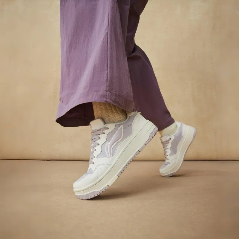 LiNing Tianji Soft Slip Resistant Cushioning Abrasion Resistant Low Top Skateboard Shoes Women's White Purple-7