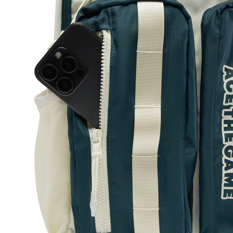 LiNing Polyester Backpack Unisex Ivory & Reef Green-3