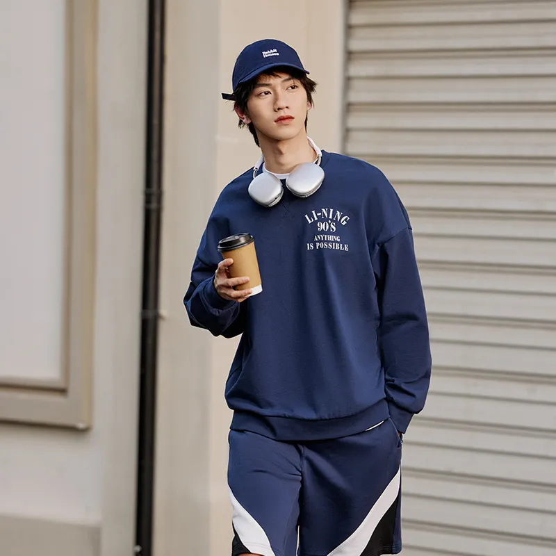 LiNing Sports Life Collection Sweatshirt Unisex Dark Ship Blue-2