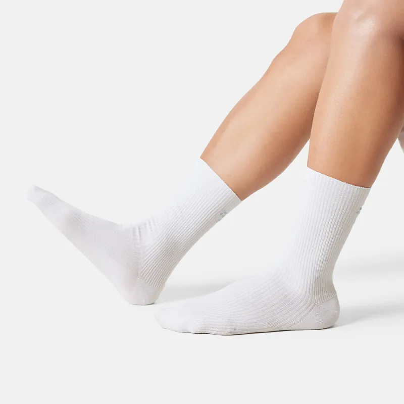 LiNing Sports Life Collection Mid Calf Socks Unisex 1 Pack Standard White/Sky Blue-4