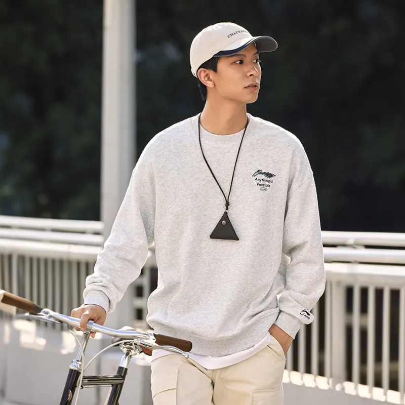 LiNing Sports Fashion Collection Sweatshirt Unisex Heather Gray Deep Antarctic Gray-3