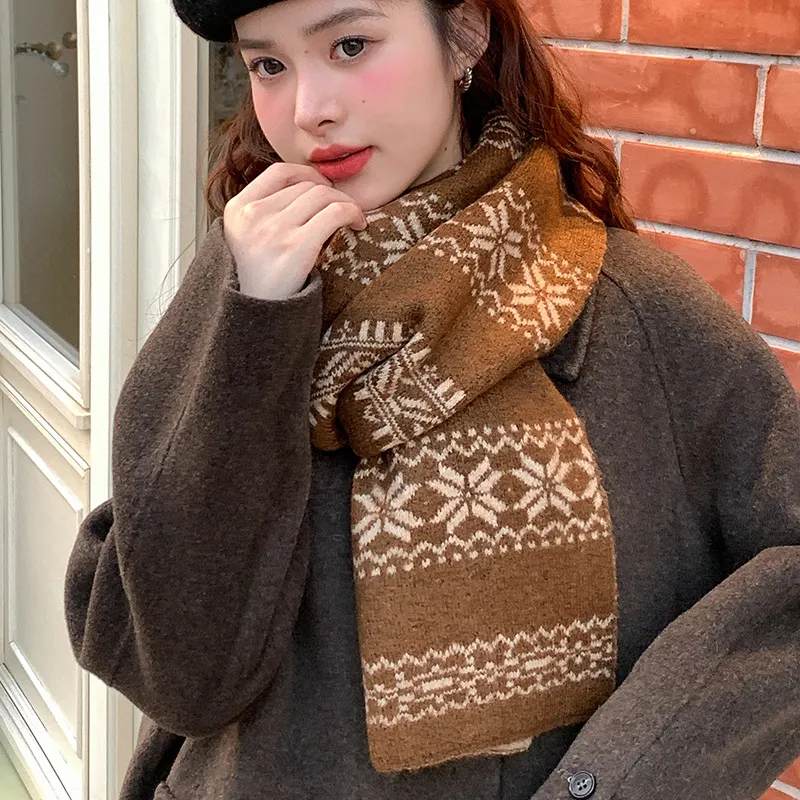PISHUSHU Acrylic Knit Scarves Unisex Christmas Red-3