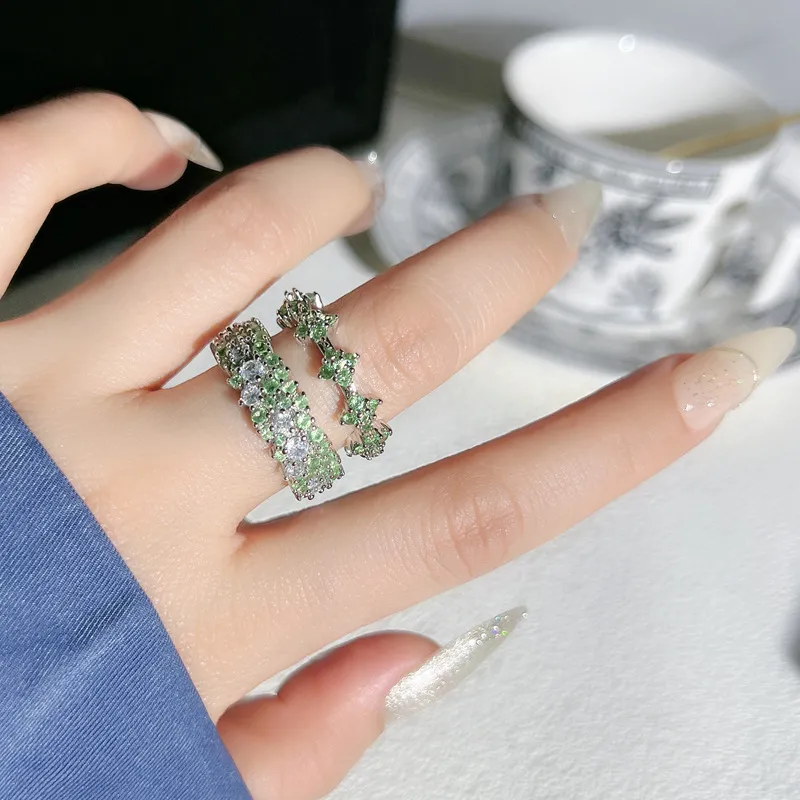 PISHUSHU Copper Rings Women's Green-1