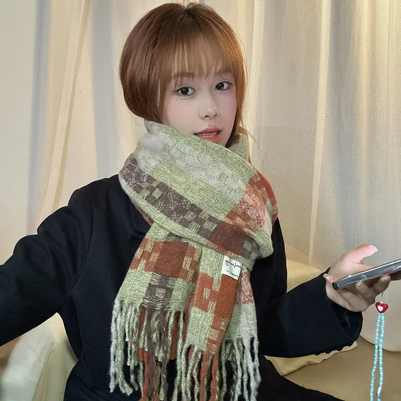 PISHUSHU Polyester Knit Scarves Unisex Capri Blue-1