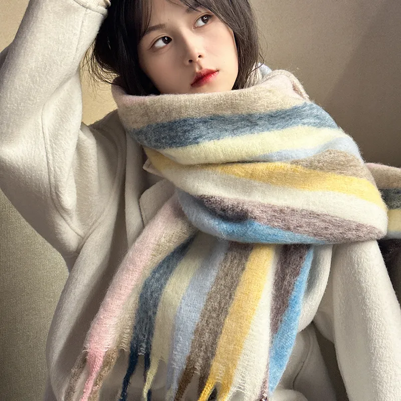 PISHUSHU Polyester Knit Scarves Unisex-4