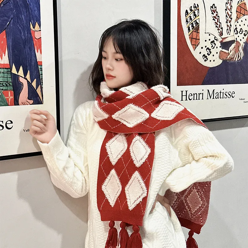 PISHUSHU Acrylic Knit Scarves Unisex-3