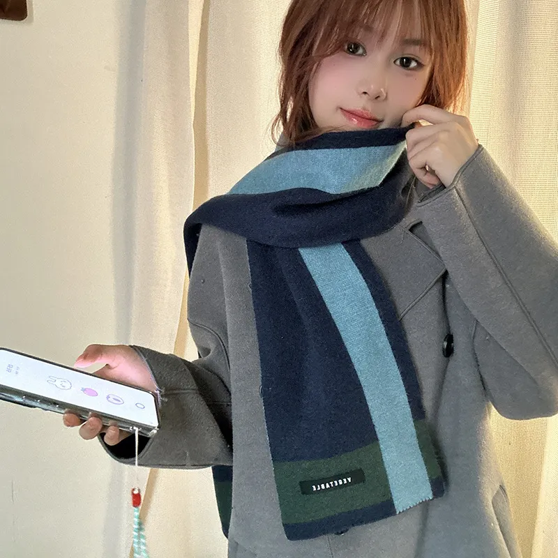 PISHUSHU Acrylic Knit Scarves Unisex-7