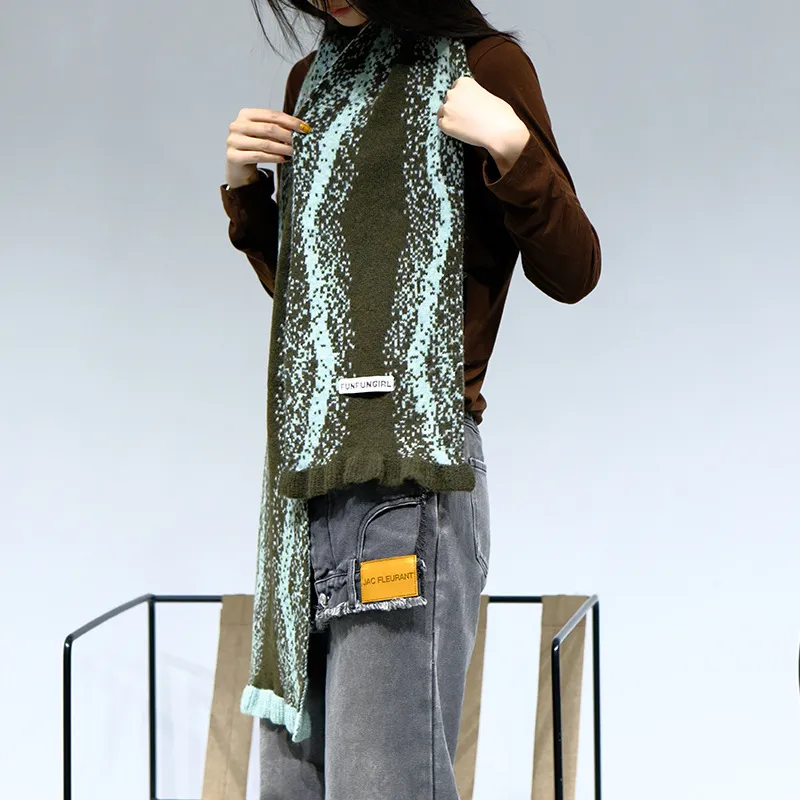 PISHUSHU Wool Blend Knit Scarves Unisex-8