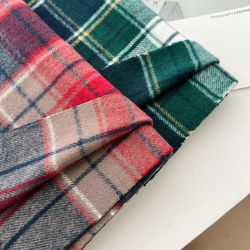 PISHUSHU Polyester Knit Scarves Unisex Red Green-6