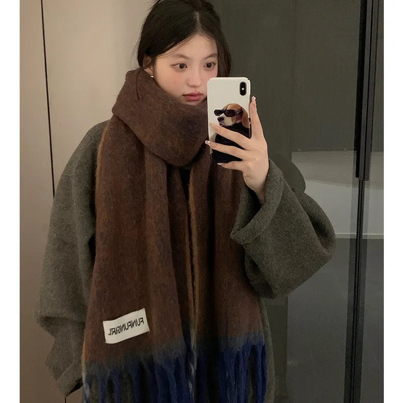PISHUSHU Polyester Knit Scarves Unisex-6