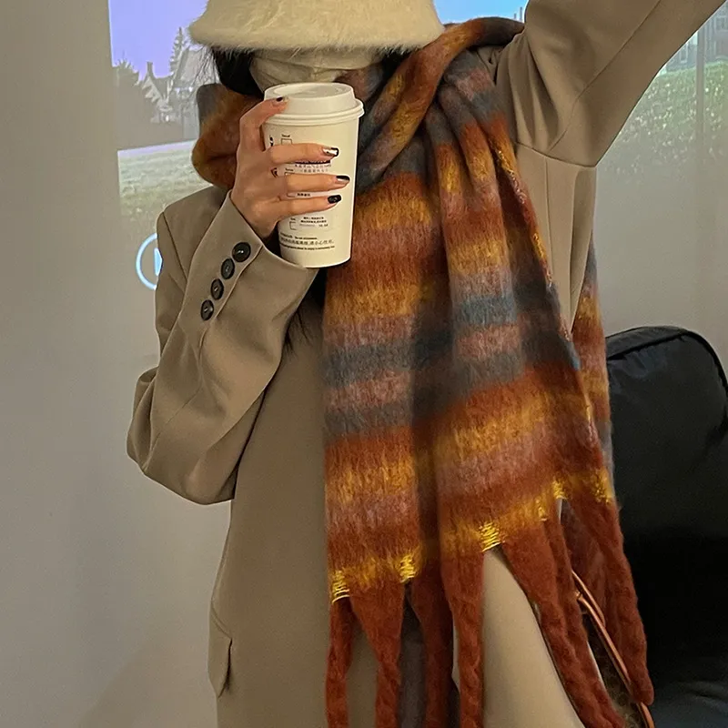 PISHUSHU Polyester Knit Scarves Unisex-1