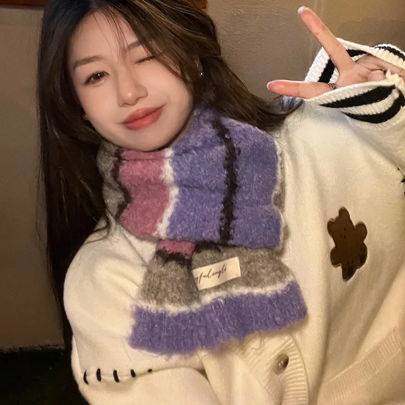 PISHUSHU Polyester Knit Scarves Women's-8