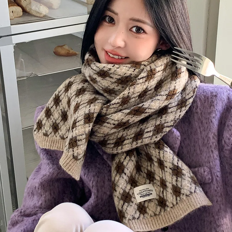 PISHUSHU Cotton Knit Scarves Unisex-1