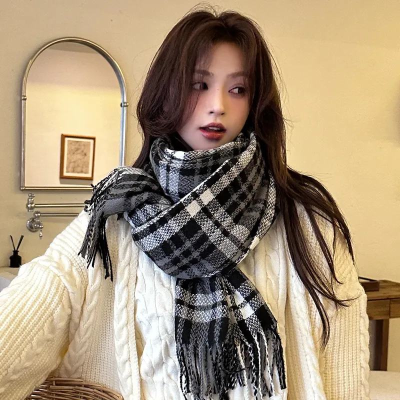 PISHUSHU Polyester Knit Scarves Unisex Pink-8