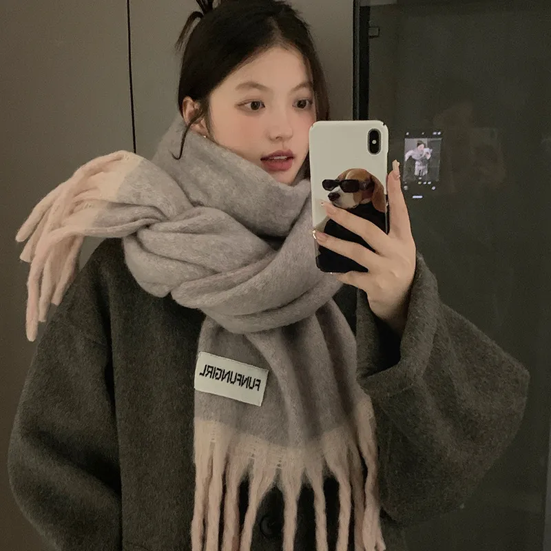 PISHUSHU Polyester Knit Scarves Unisex-2
