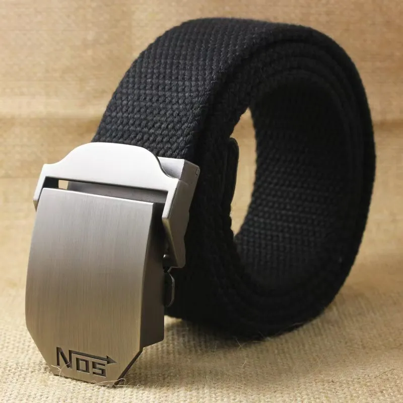 PISHUSHU Canvas Belt Unisex Black Width 3.8cm-2