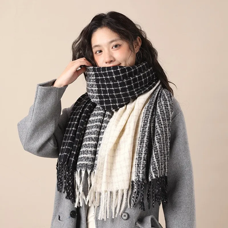 PISHUSHU Polyester Knit Scarves Unisex Twilight Gray Purple-1